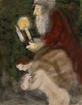 Marc Chagall Painting - Abraham e Isaac camino al lugar del Sacrificio contemporáneo Marc Chagall